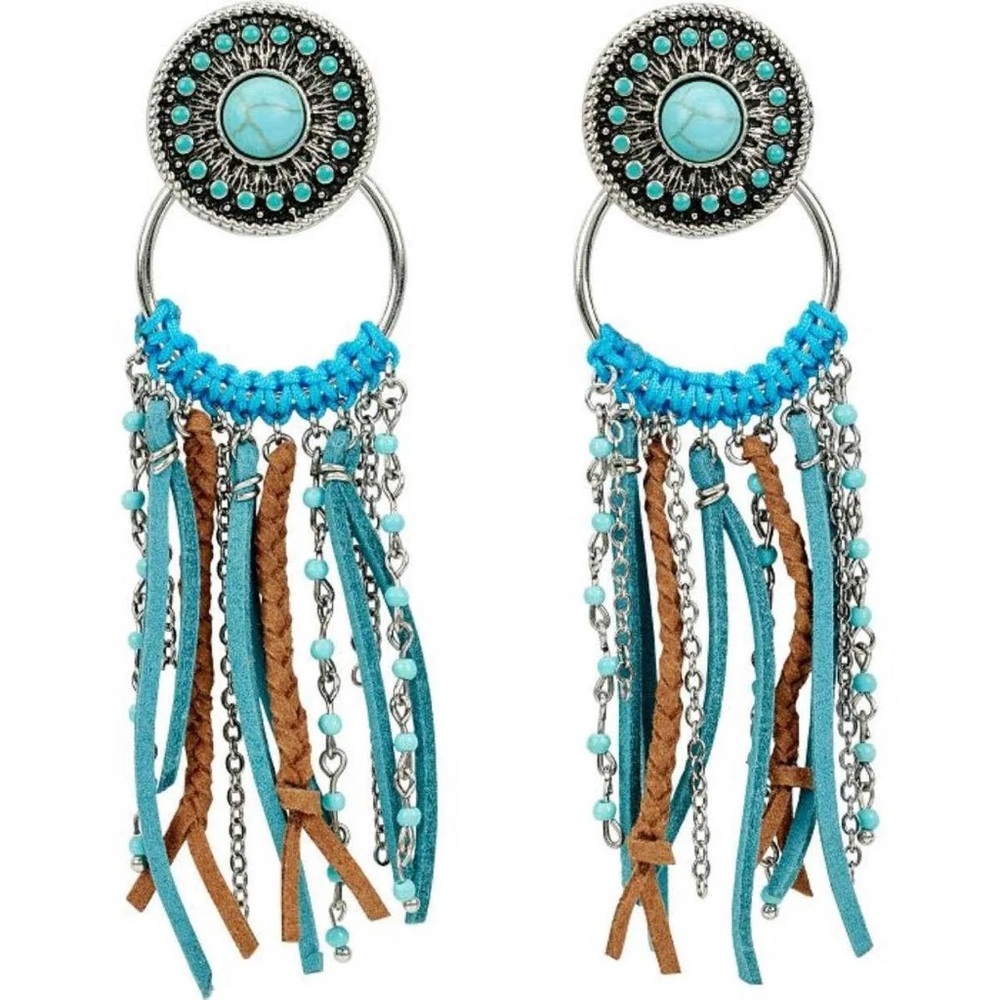 Justin Women's Concho Earrings with Fringe